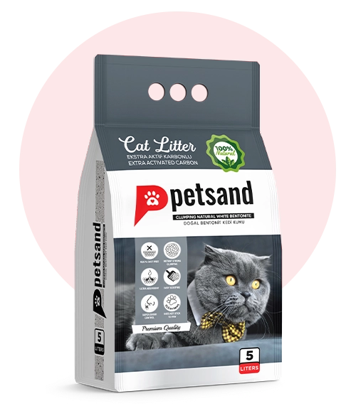 Sac de litière agglomérante anti odeur pour chat Petsand Extra Charbon Actif 5 litres, bentonite naturelle blanche, contrôle des odeurs renforcé, faible en poussière