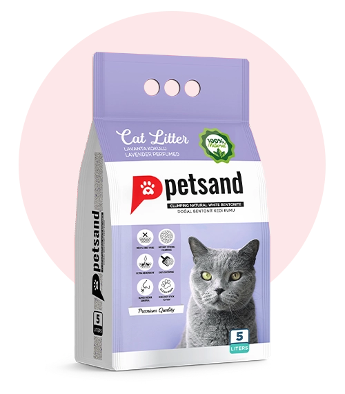 Sac de litière agglomérante pour chat Petsand Lavande 10 litres, bentonite naturelle blanche, parfum lavande, faible en poussière
