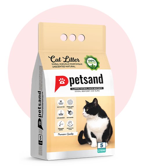 Sac de litière agglomérante naturelle sans parfum pour chat Petsand Natural Unscented 5 litres, bentonite naturelle blanche, faible en poussière, idéale pour chats sensibles